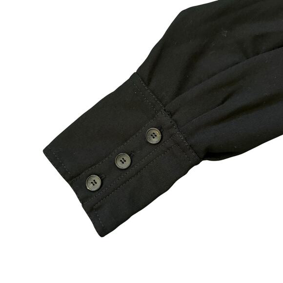 ZARA Cropped Long Sleeve Plunge Neck Blouse Black Womens size Medium - Picture 2 of 5